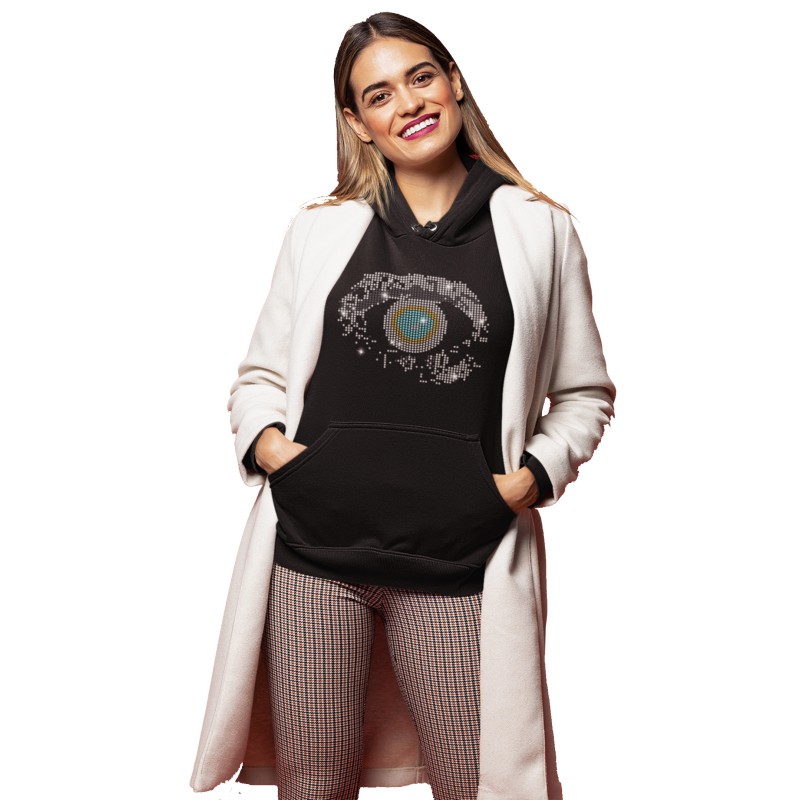 5691 Unisex Black Hoddie Eyes Wide Shut Rhinestuds