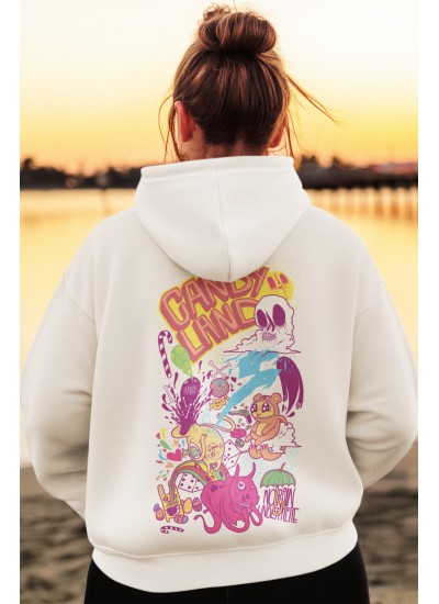 1121 Unisex White Hoddie Moderaw Candyland