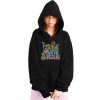 5692 Unisex Black Hoddie Peace Love Music Rhinestuds