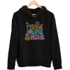 5692 Unisex Black Hoddie Peace Love Music Rhinestuds