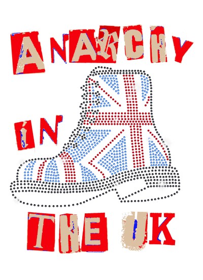 789 Anarchy In The Uk White Organic Oversized Moderaw T-shirt, μεταλλικά στοιχεία