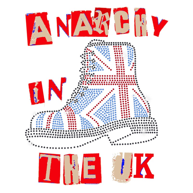 789 Anarchy In The Uk White Organic Oversized Moderaw T-shirt, μεταλλικά στοιχεία