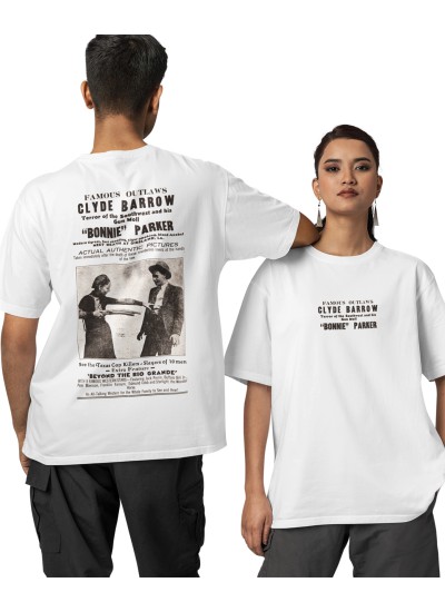 1109 Bonnie And Glyde White Organic Oversized T-shirt  