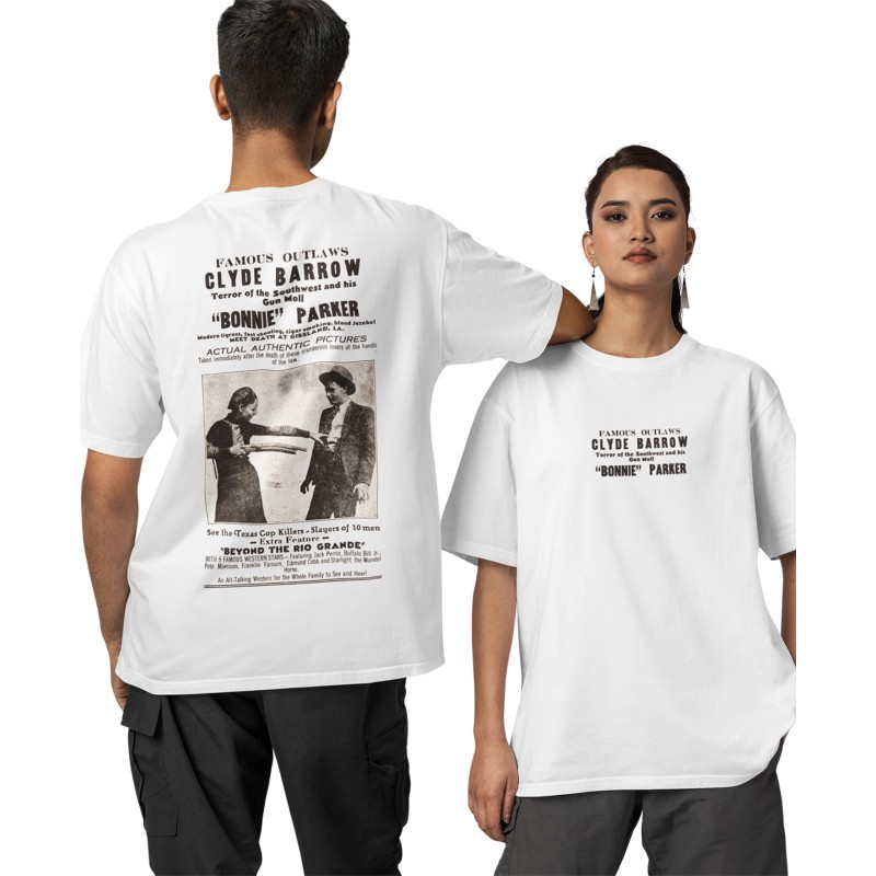 1109 Bonnie And Glyde White Organic Oversized T-shirt  