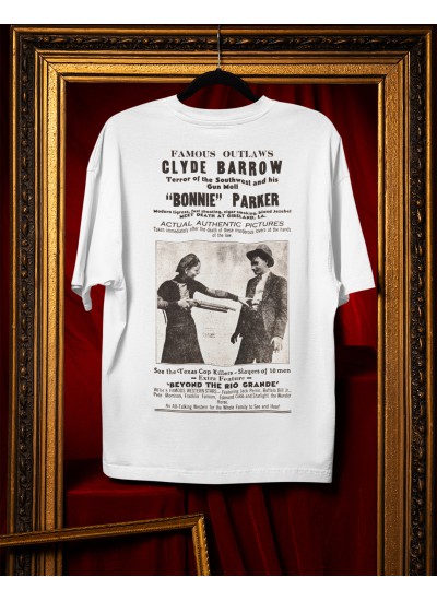 1109 Bonnie And Glyde White Organic Oversized T-shirt  