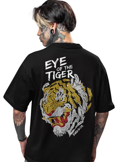 721 Moderaw Eye Of The Tiger Organic Oversized T-shirt, Μεταλλικά στοιχεία  