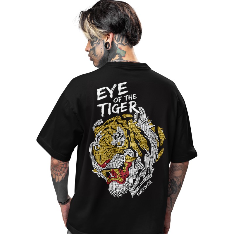 721 Moderaw Eye Of The Tiger Organic Oversized T-shirt, Μεταλλικά στοιχεία  