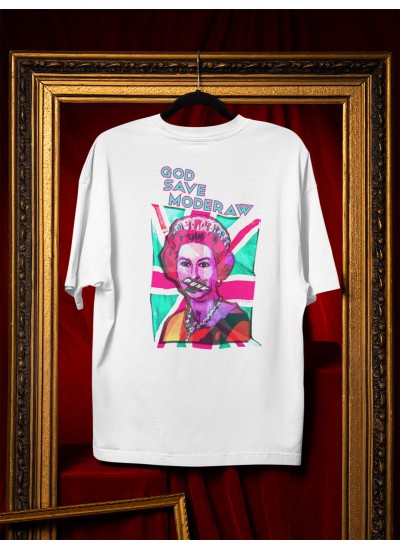 999 God Save Moderaw White Organic Oversized T-shirt  