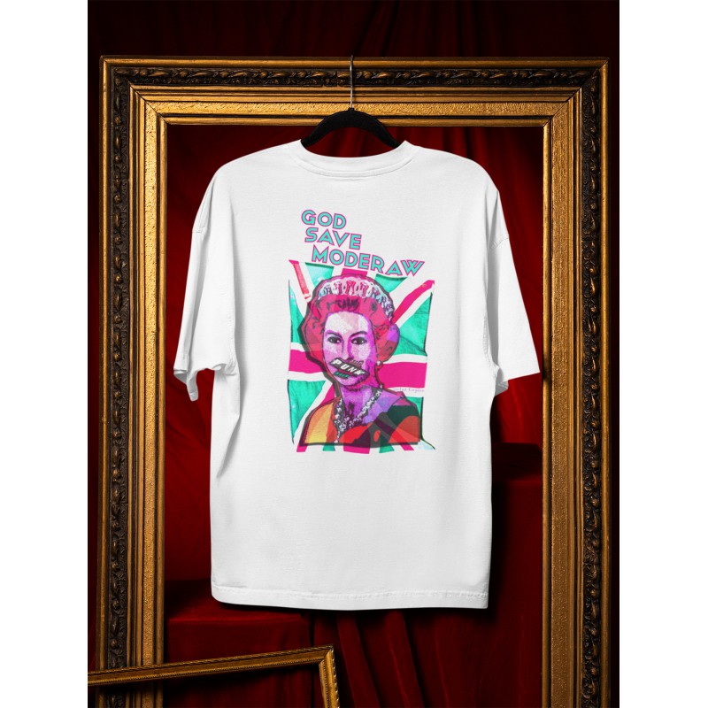 999 God Save Moderaw White Organic Oversized T-shirt  