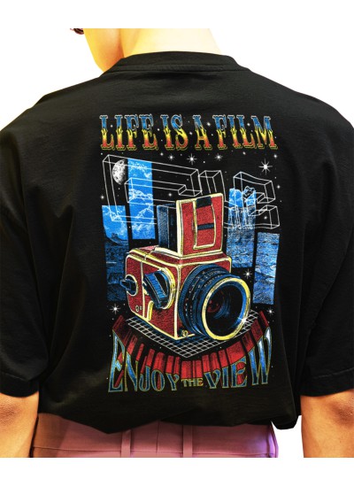 791  Life Is A Film  Organic Oversized T-shirt  
