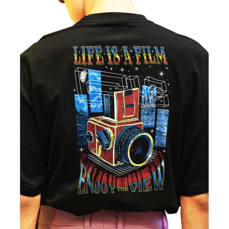 791  Life Is A Film  Organic Oversized T-shirt  