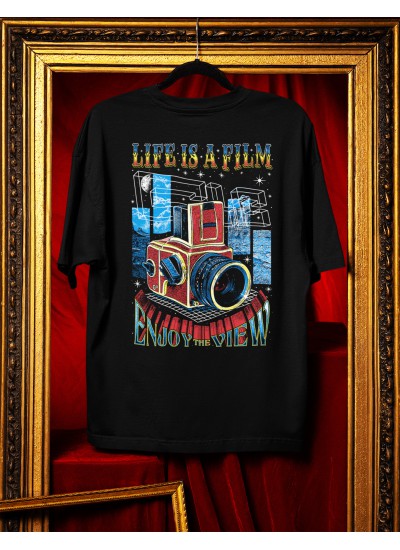 791  Life Is A Film  Organic Oversized T-shirt  