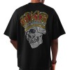 1020 Skull King Moderaw Organic Oversized Black T-shirt, μεταλλικά στοιχεία