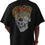 1020 Skull King Moderaw Organic Oversized Black T-shirt, μεταλλικά στοιχεία