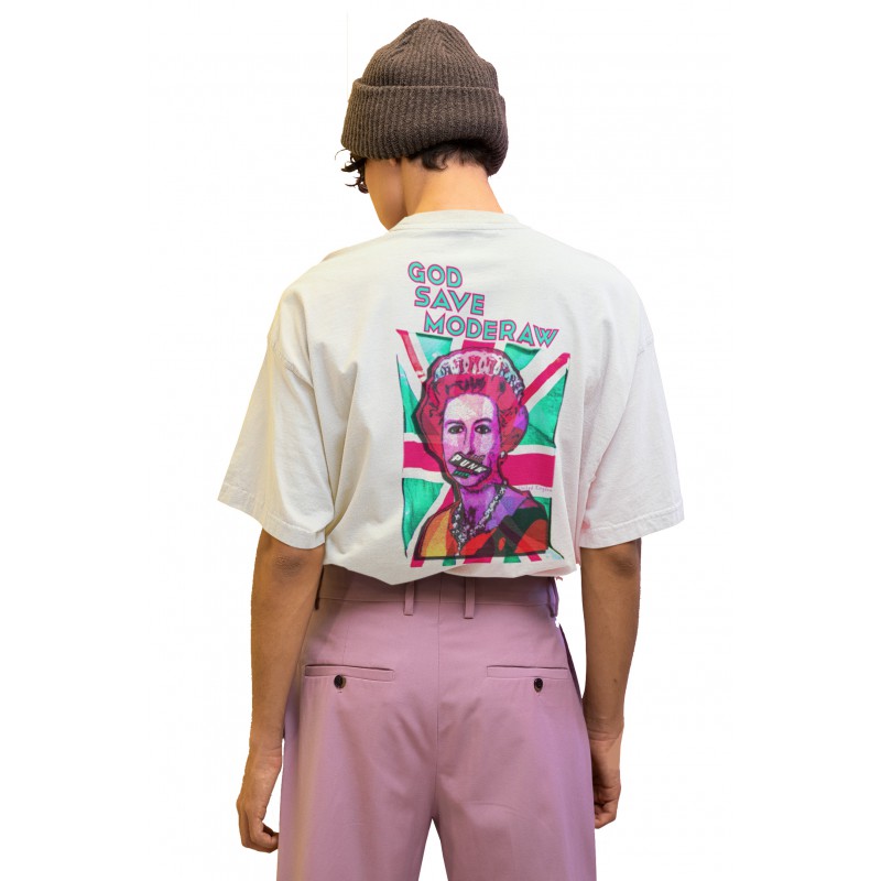999 God Save Moderaw White Organic Oversized T-shirt  