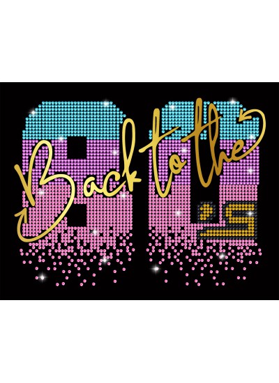 9875 Unisex White T-shirt Back To The 80's Rhinestuds