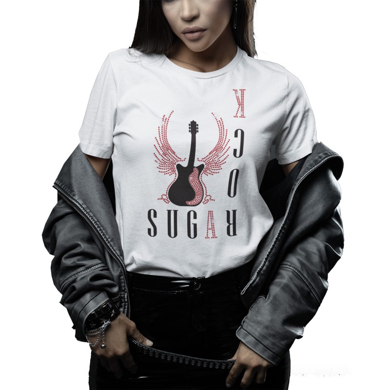 9881 Unisex White T-shirt Rock Sugar Rhinestuds