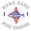 9886  White Moderaw T-shirt  Work Hard Fish Harder