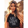 07542 Unisex Black T-shirt Let Love In Rhinestuds