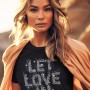 07542 Unisex Black T-shirt Let Love In Rhinestuds