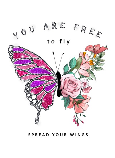 9860 Unisex White T-shirt You Are Free Rhinestuds