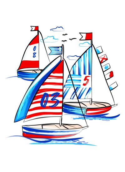 978  Watercolor  Sailing  T-shirt  Moderaw  