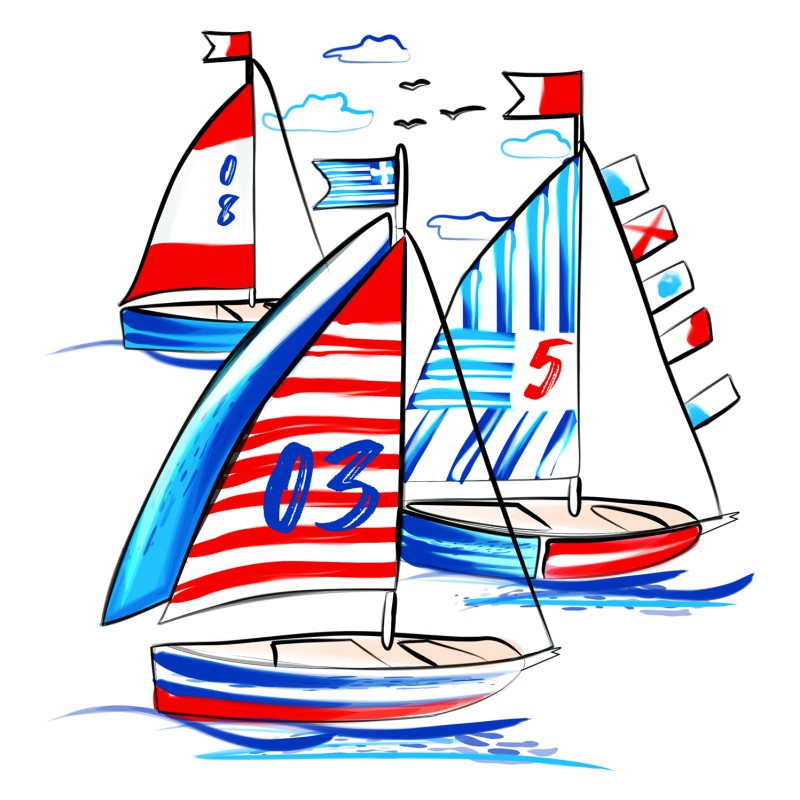 978  Watercolor  Sailing  T-shirt  Moderaw  