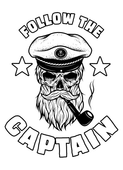 971 Follow The Skull Captain  T-shirt  Moderaw  